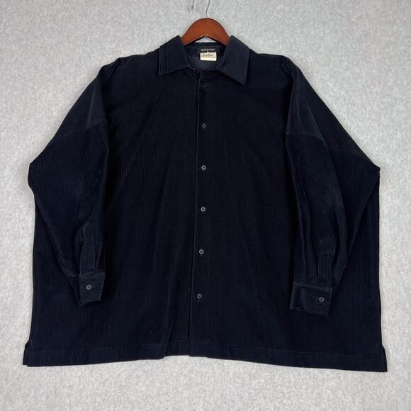 eskandar Tops - Eskandar Black Corduroy Long Sleeve Boxy Oversized Button Up Shirt Size 1